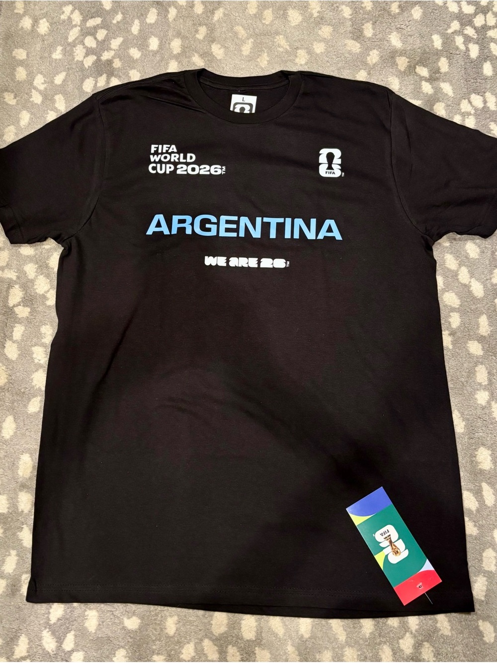 FIFA World Cup 2026 Black Crewneck T-Shirt Argentina